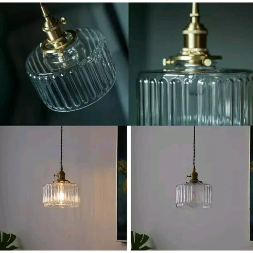 Hanging Glass Pendant Light Brass Lighting Dining Lamps Chandelier Green Clear